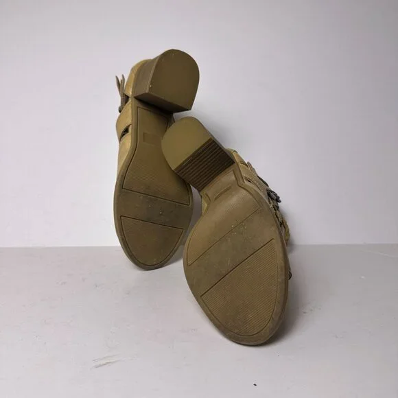 Sugar Riverdale Ankle Booties Women 8 Brown Block Heel Studded Beads Back Zip - Picture 4 of 16